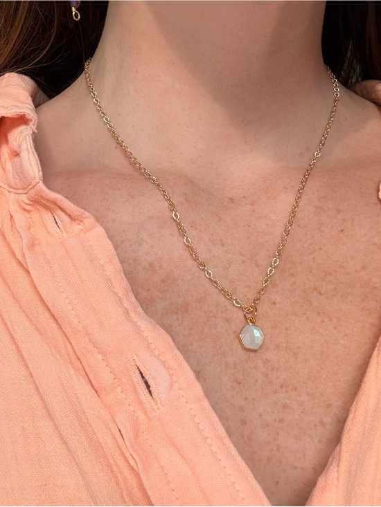 Jewelry - Minimalist Gold Chain Necklace with Moonstone Pendant